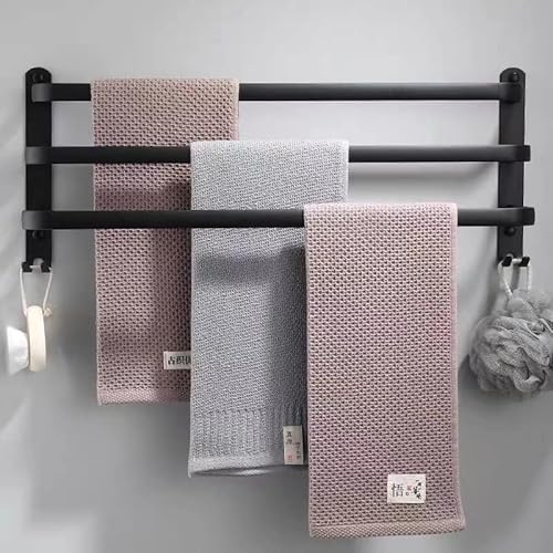 Senhill 3 Niveles Toallero de Baño Aluminio 60cm Estante De Toallero Estante de Almacenamiento Montado Pared con Ganchos Barra de Toalla para Hogar y Hotel Cover