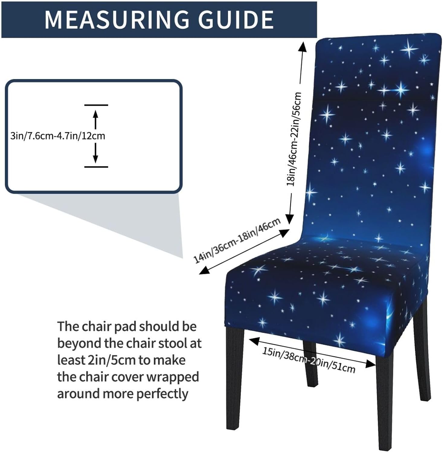Blue Star Pattern Prints Protection Cover for Dining Chair - Stretchable Chair Throw Covers for Dining Room, Hotel Event Party