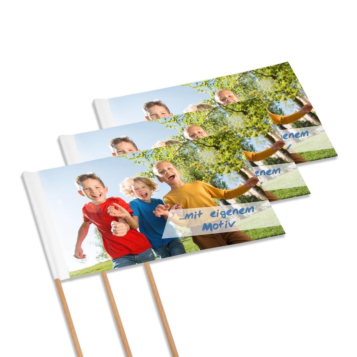 Kopierladen Karnath GmbH Bandierine di Carta/bandierine pubblicitarie Inclusa Stampa di Motivo Personalizzato, ca. 250 x 120 mm, 25 Pezzi