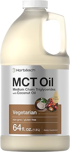 Horbäach Aceite MCT de 64 onzas | 100% puro | Mezcla con café, té, jugo y líquidos | Fórmula sin sabor de tamaño económico | Keto, vegetariano, sin