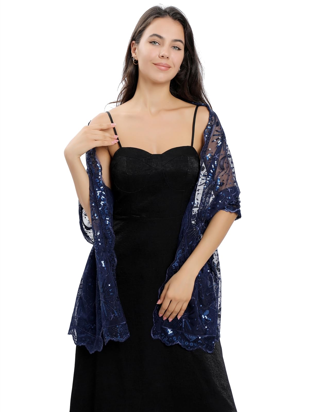GIBZ Glitzer Schal Damen Leichte Stola mit Pailletten Elegant Glitzerschals für Hochzeit Abendkleider Party