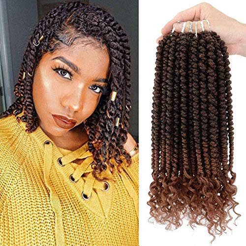Anilda Spring Twist Hair Spring Twist Crochet Hair 12inch 6Packs Senegalese Braids Pre looped Fluffy Twist Spring Twist Curl End Synthetic Curly Crochet Hair Extensions for Black Women (T1B/30) …