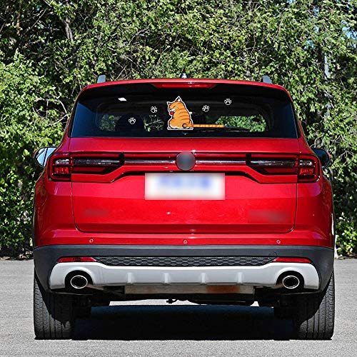 Tomall 9.8'' Reflective Moving Tail Cat Sticker For Car Rear Windshield Window Vinyl Cartoon Funny Kitty With 4 Paw Graphics Decals Decoration For Car Wiper Truck Suv (Cat) #TOP4