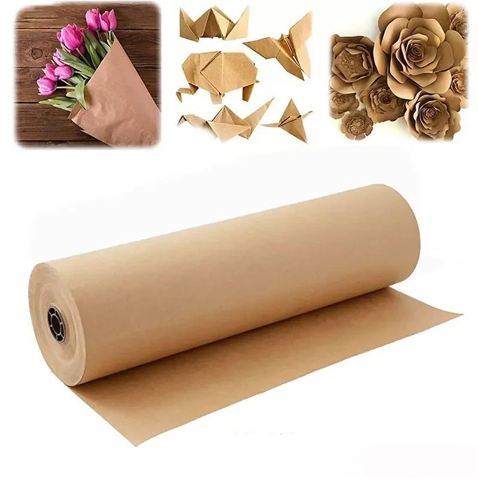 Geschenkpapier 10/50M Brown Kraft Paper Packaging, Gift Wrapping Moving Packing Roll For Painting(50mx45cm)