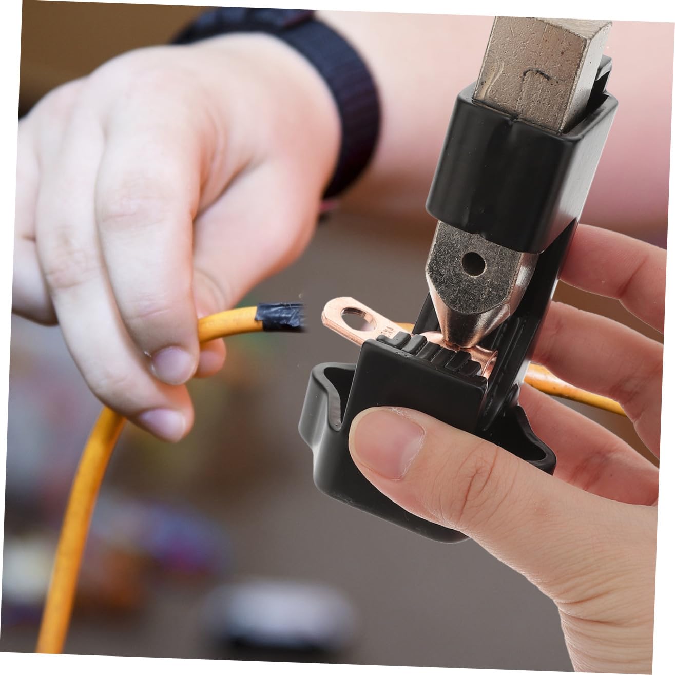 Yardenfun Juego de Herramientas de Crimpado para Terminales Eléctricos Crimpadora de Terminales de Batería y Cables de Anillo 1/0 Resistente Corrosión para Proyectos Marinos y Automoción