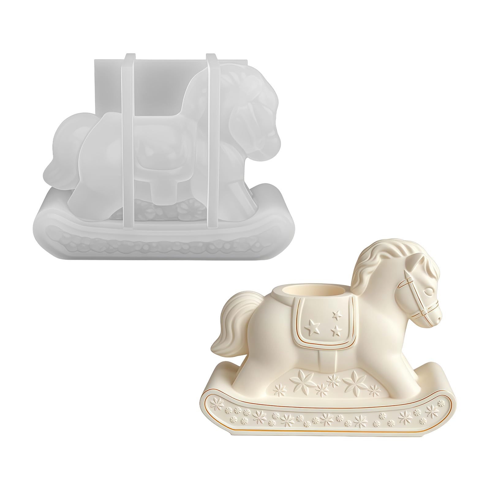 Zxfdsfdbnm Silicone Mold for Rocking Horse Holder Making, Craft Mold for Decor Stones, Plaster Figures and Small Wax Decor Wax Gypsum Craft Silicone Horse Making Supplies Stone Form Home