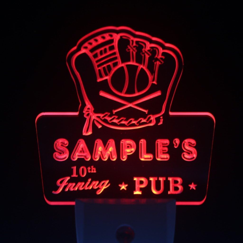 ADVPRO wspo-tm Name Personalized Custom Baseball Inning Bar Beer Day/Night Sensor LED Sign