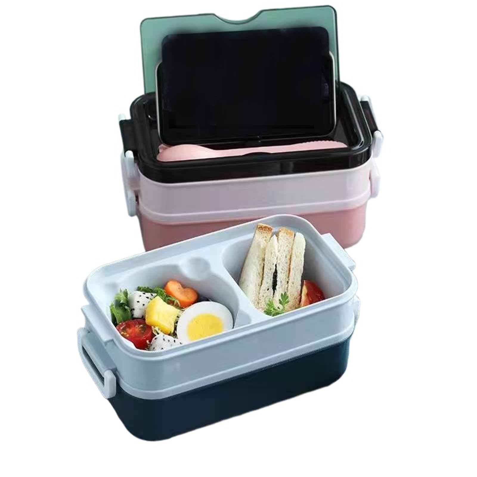 Fiambrera Lonchera portátil con compartimentos for alimentos, lonchera for picnic(Blue)