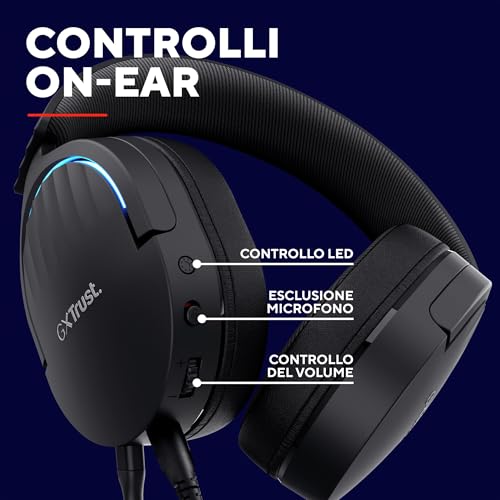 GXTrust 490 Fayzo Cuffie Gaming USB con Audio Surround 7.1, Driver 50 mm, 85% Plastica Riciclata, Illuminazione RGB, Over-Ear Cuffie con Microfono Noise Cancelling per PC PS5 - Nero - Cuffia gaming - Immagine 4