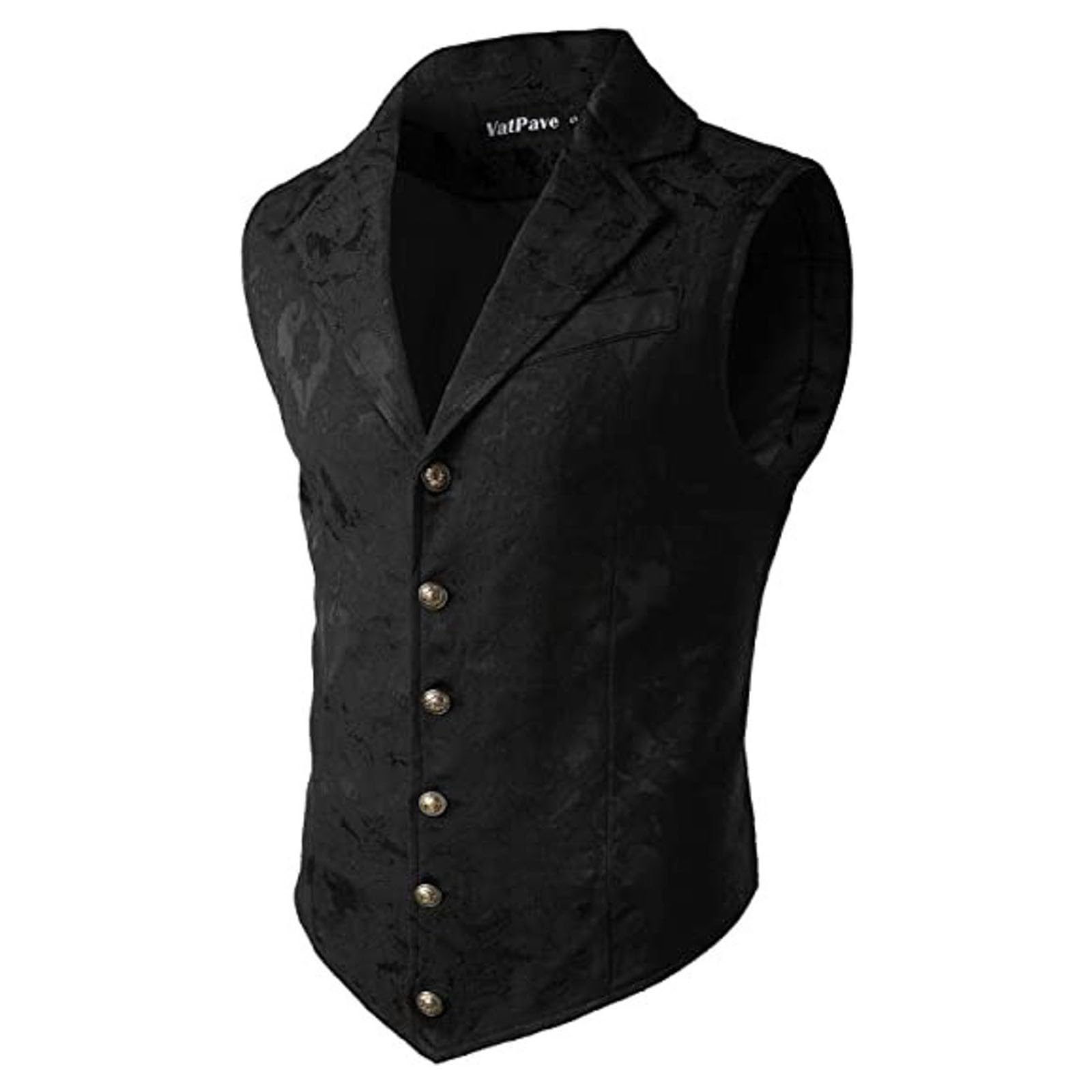 Men's Victorian Waistcoat, Paisley Suit Vest, Men's Slim Fit, Gothic Costume Vest, Classic Medieval Suit Vest, Steampunk Gilet, Halloween Costume, Wedding Costume Vests for Men, black, S — image 1