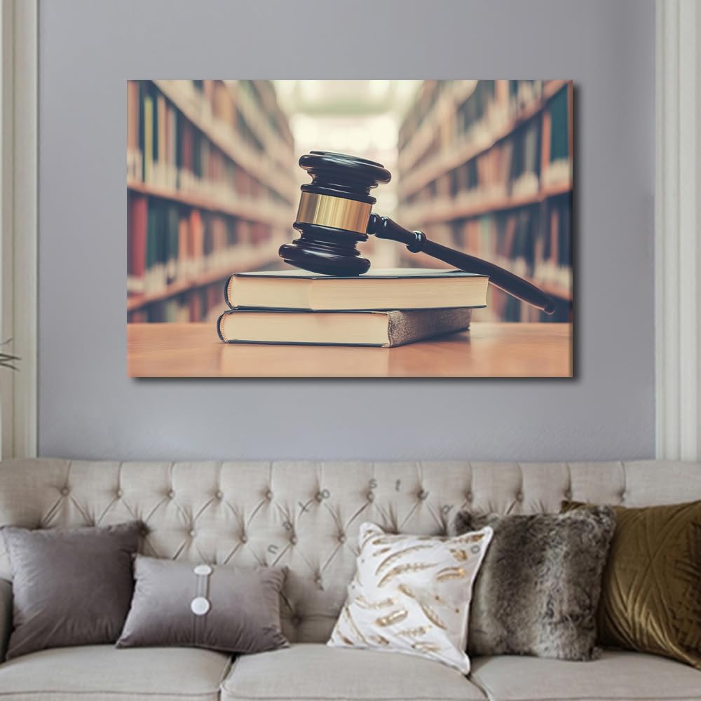 TISHIRON Law Library Canvas Wall Art Law Books Art Prints Law Wall Art Canvas Painting Modern Wall Decor Office Wall Decor Framed Wall Artwork Hanging Decoration Posters & Prints- 60x90cm