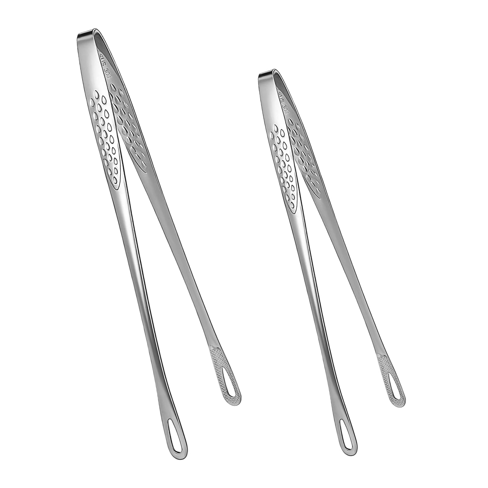 Photo 1 of 2 Pcs 11 Inches and 9.45 In Kitchen Tongs Korean BBQ Tweezers Grill Tools Stainless Steel Kitchen Tweezers Grill Food For Cooking, Meat, Bread & Ice, Clip Head Hollow Design