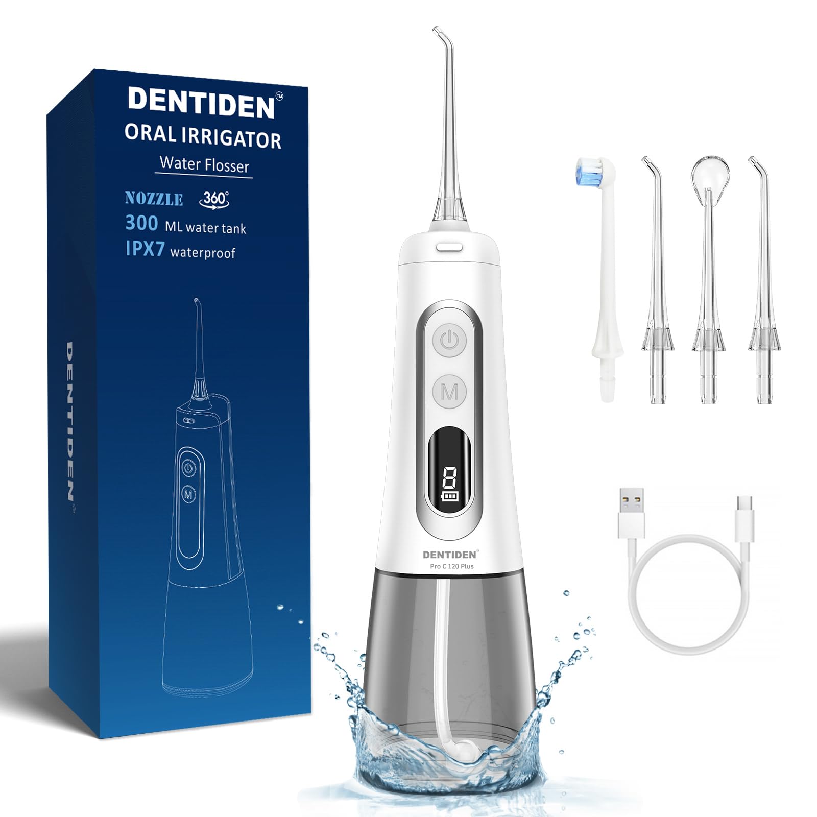 Portable Dental Water Flosser, 9 Pressure adjustable Modes, LED display, 4 Nozzles, 300ml Watertank, IPX7 Waterproof (B0CZ9PYHV6) Amazon Price History, Amazon Price Tracker
