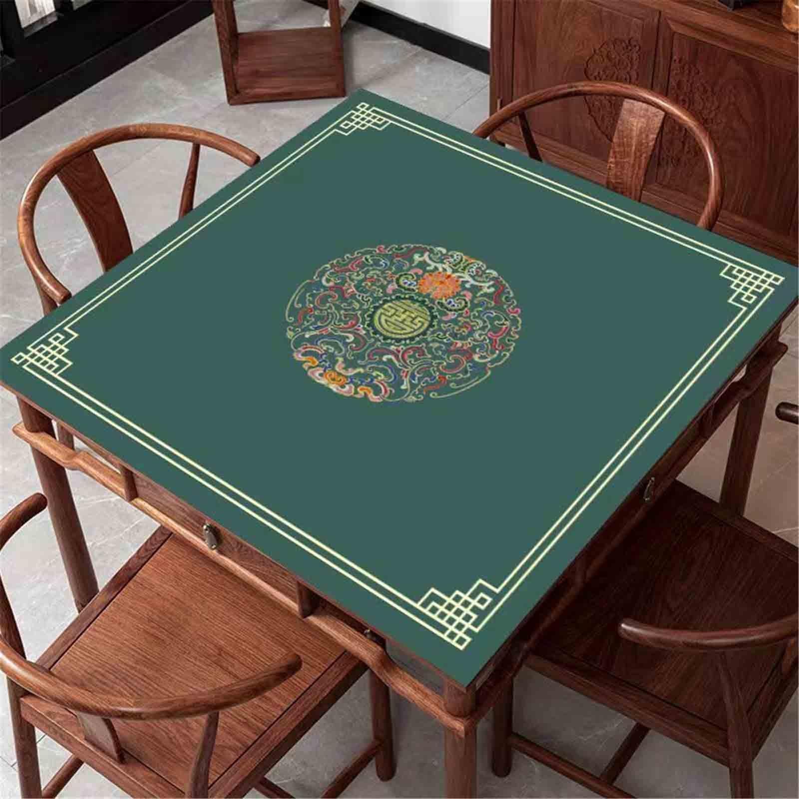 Salon Tapis De Poker Antidérapant Tapis Mahjong Velours Cristal Silencieux Mat Mahjong Style Chinois pour Salons De Thé Jeux De Tuiles(100x100cm,Vert)