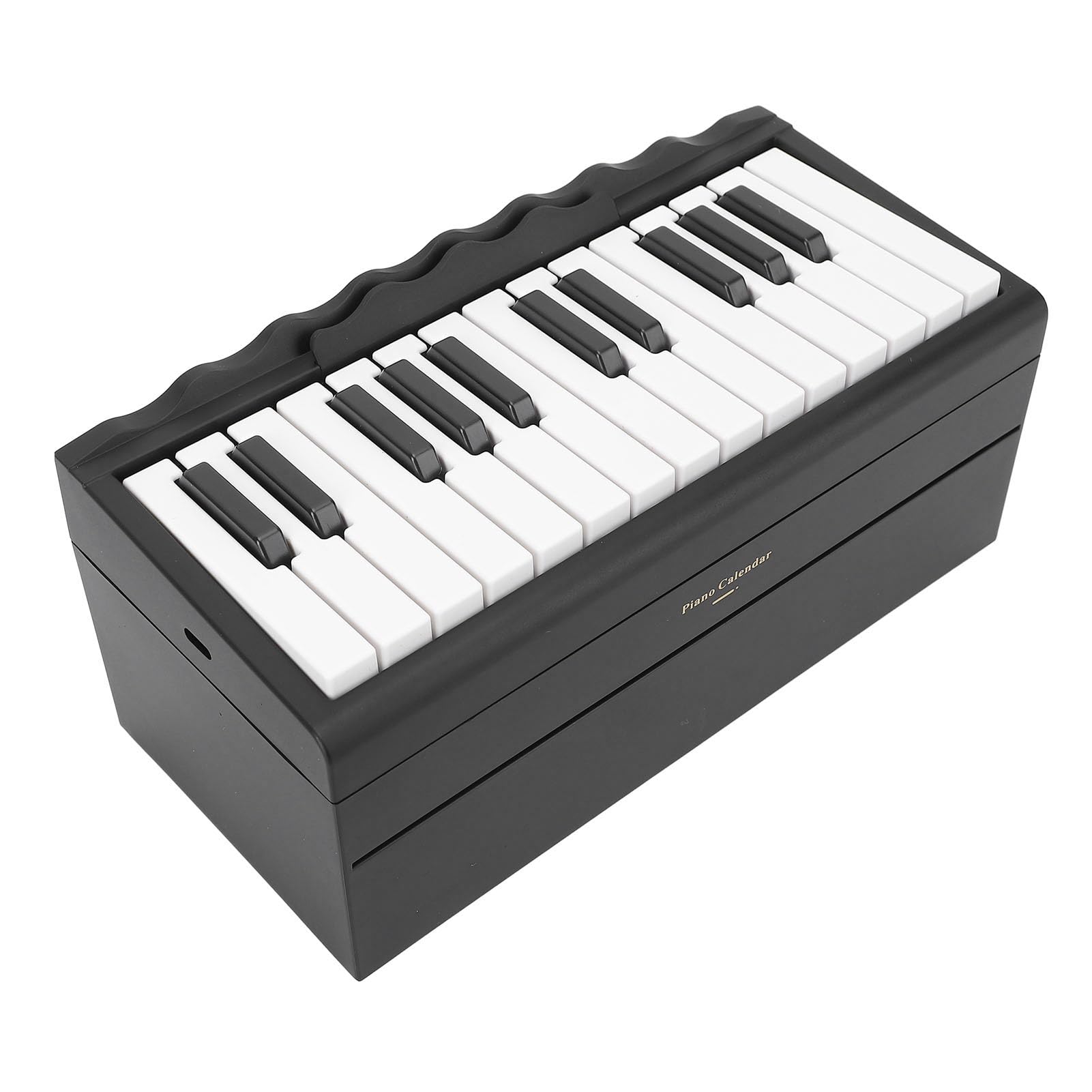 Klavierkalender, Handkurbel, 25 Tasten, Lautstärkeregelung, 1000 MAh, Wiederaufladbar, Spielbarer Klavierkalender, Klavier-Tischkalender mit 27 Karten für Schreibtisch, Büro, Zuhause (BLACK)