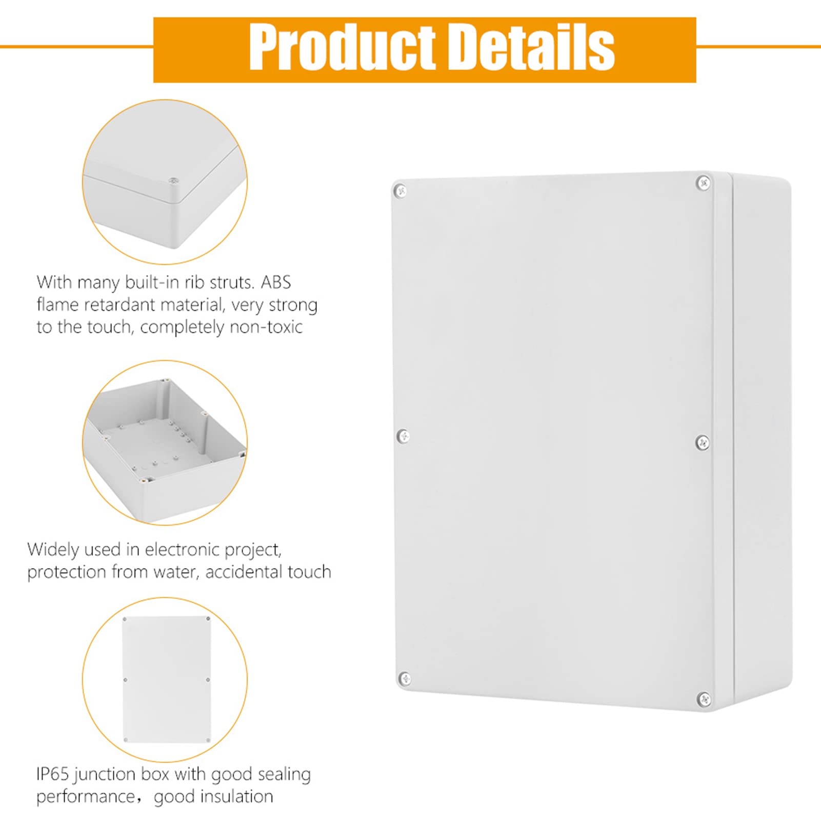 Caja de Conexiones Eléctricas IP65 26.3x18.5x9.5cm – Gabinete de Plástico Resistente al Agua y al Polvo, Caja de Proyecto para Instalaciones Eléctricas en Exteriores (Blanca)