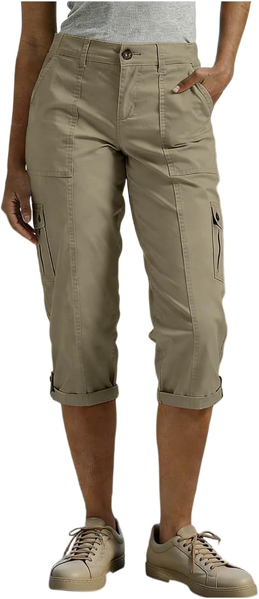 Cargo Capris for Women with Pockets Summer Hiking Pant Crop Stretch Pull on Capri Exercise Workout Business Casual