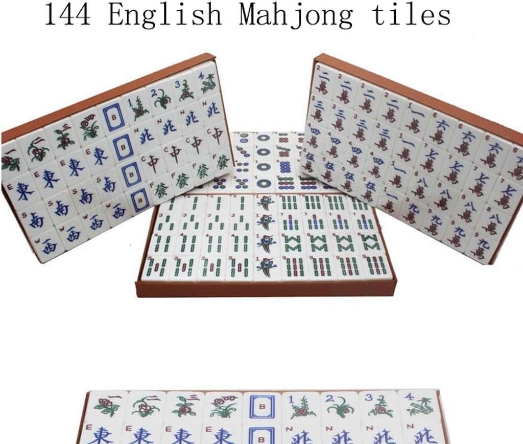 Zestaw do gry w chińskiego mahjonga z walizką podróżną zawierającą 144 kostki do gry w mahjonga Kompletny zestaw do gry w mahjonga