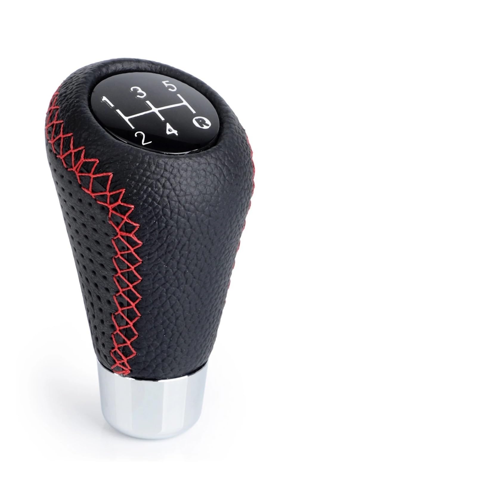 Jeocoai Red Car Gear Knob Universal 5Speed Manual Leather Stitch Gear Shift Knob Car Stick Lever Transmission M8 M10(Red)