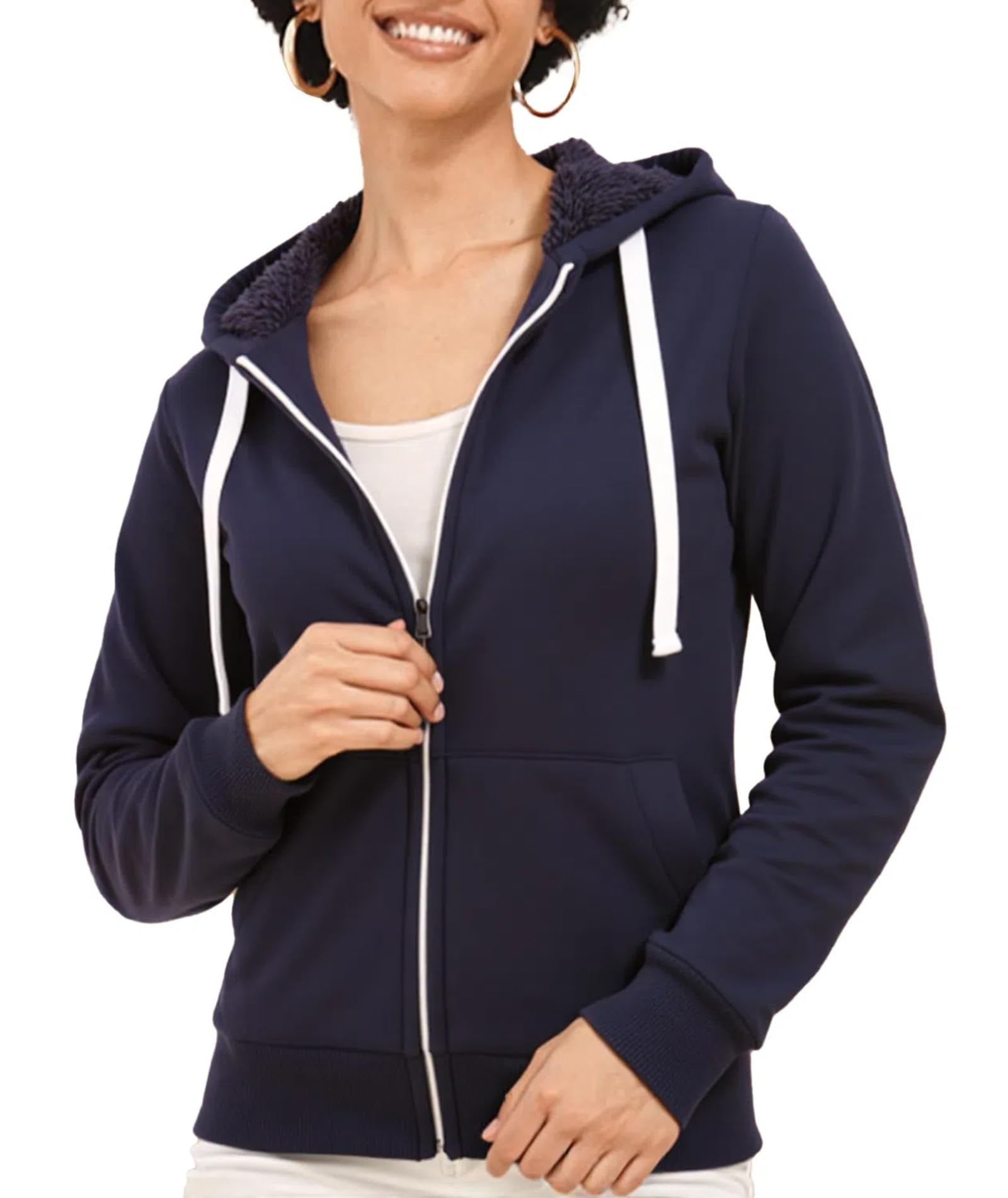 JACKETOWN Hoodie Veste Polaire Sweat à Capuche Femme avec Zip Veste à Capuche épaisse et Chaude Hoodies Sweatshirt Manches Longues Femme sportsweater Fleece Slim Fit Automne/Hiver