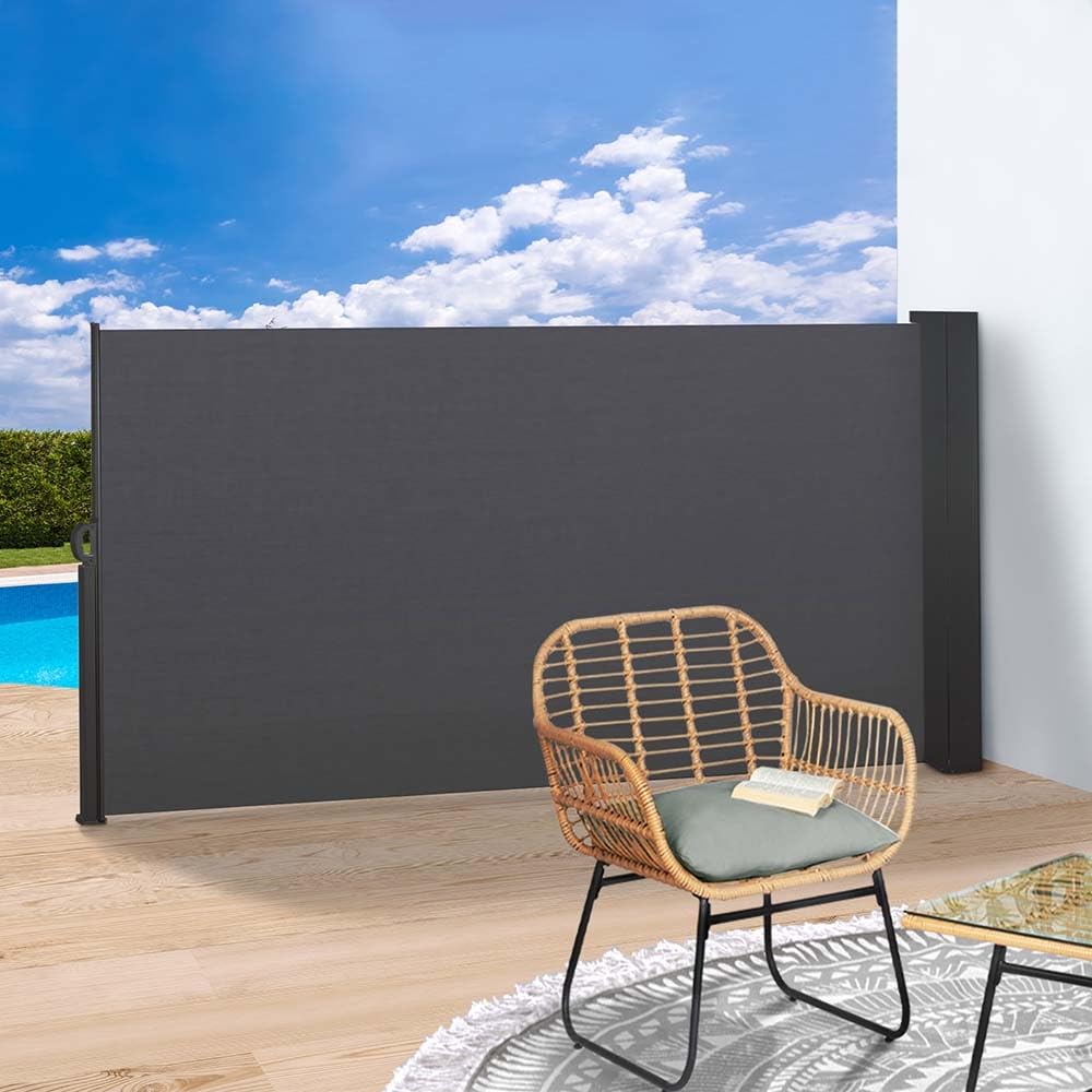 TERRE JARDIN Paravent rétractable 1,6 x 4 m - Store latéral 180g/m² - Brise Vent et Vue pour extérieur
