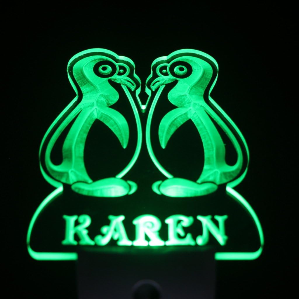 ADVPRO ws1025-tm Penguins Personalized Night Light Baby Kids Name Day/Night Sensor LED Sign