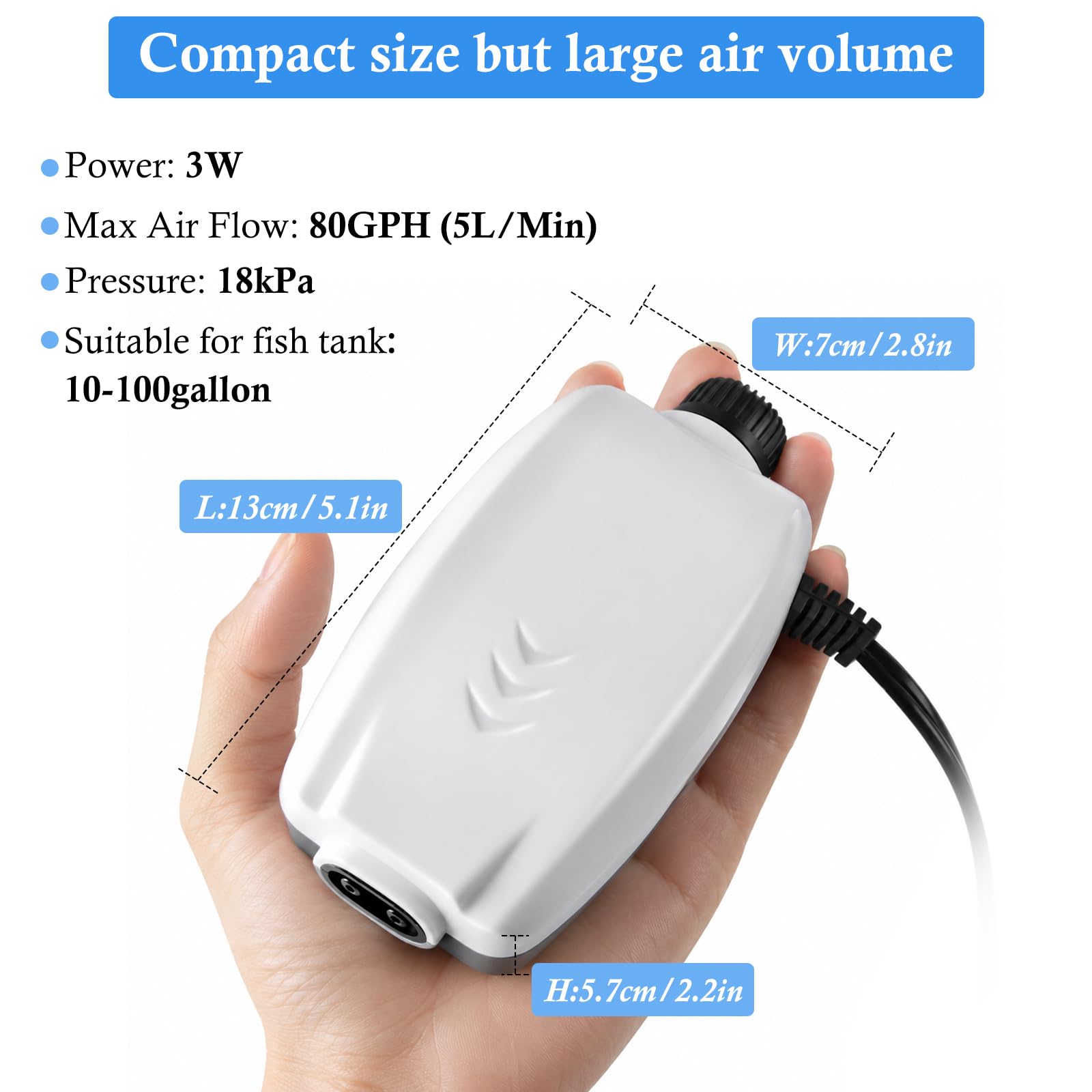 HITOP Dual Outlet Aquarium Air Pump - Quiet & Powerful -3