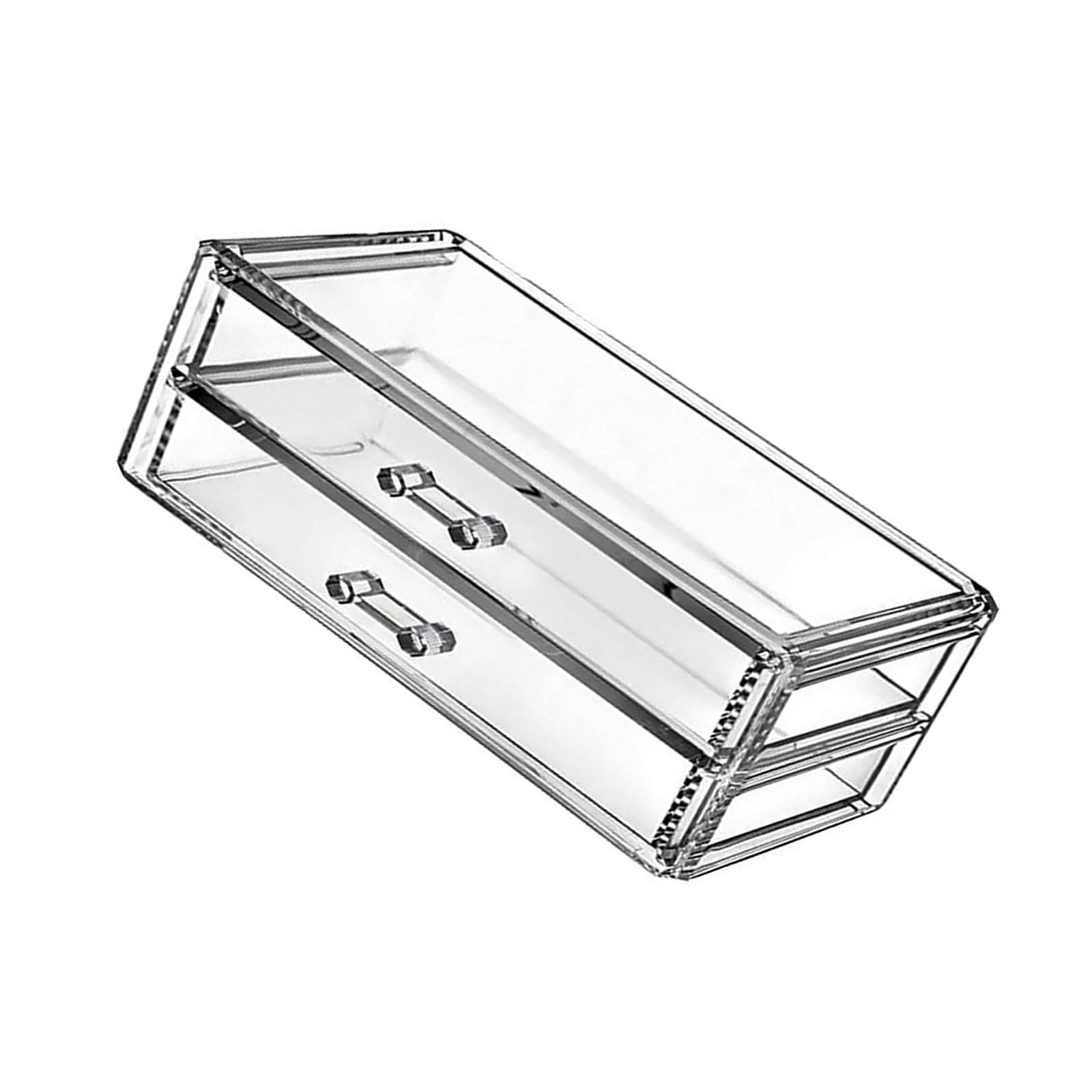 HDOYTXXM Clear 2 Drawer Makeup Storage Box Acrylic Cosmetic Organizers for Desk Tidying and Neat Jewelry Pens and Small Items Clear Desktop Storage Box
