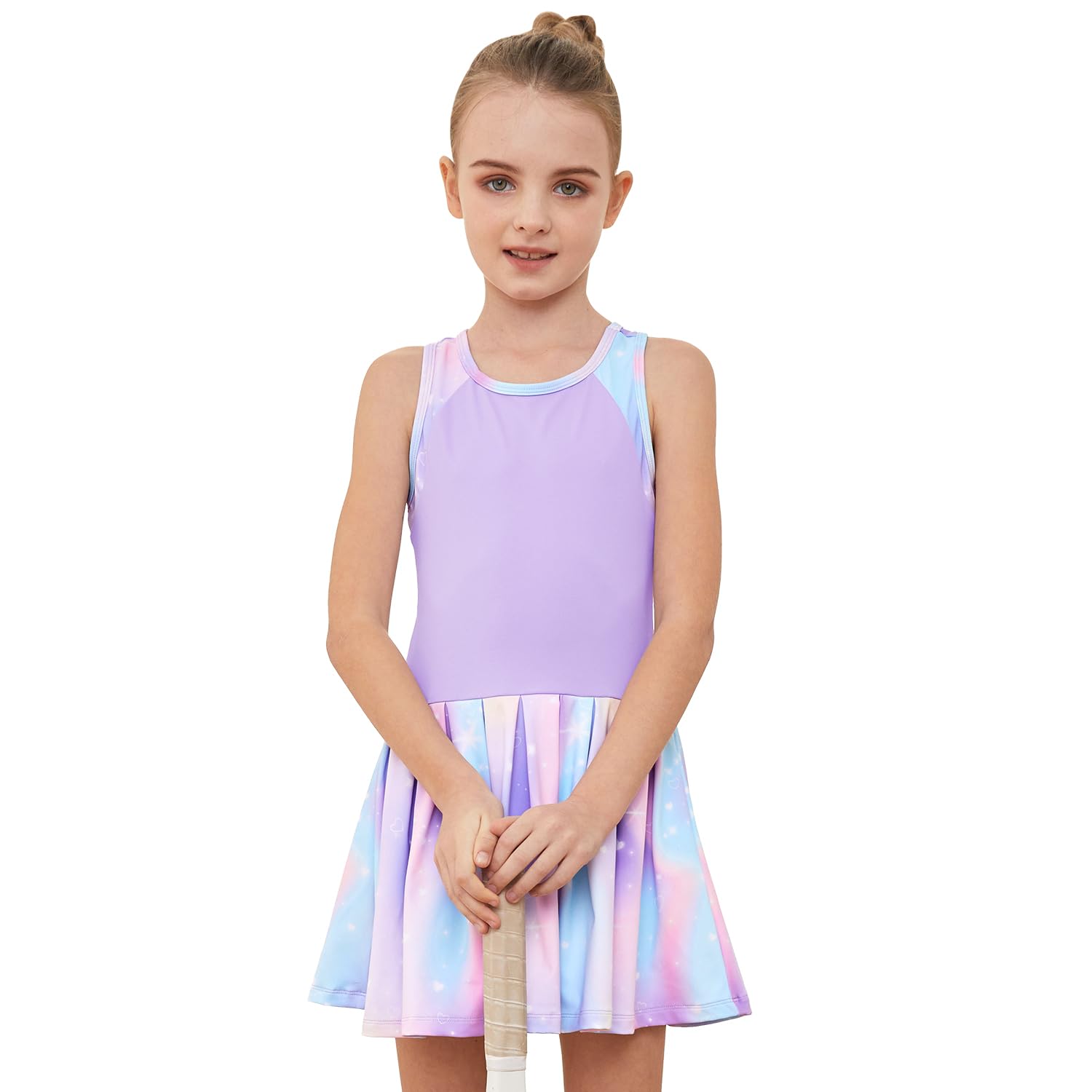 MODAFANS Tennis-/Golf-Pickleball-Kleid für Mädchen, ärmellos, athletisch, plissiert, Outfits mit Shorts