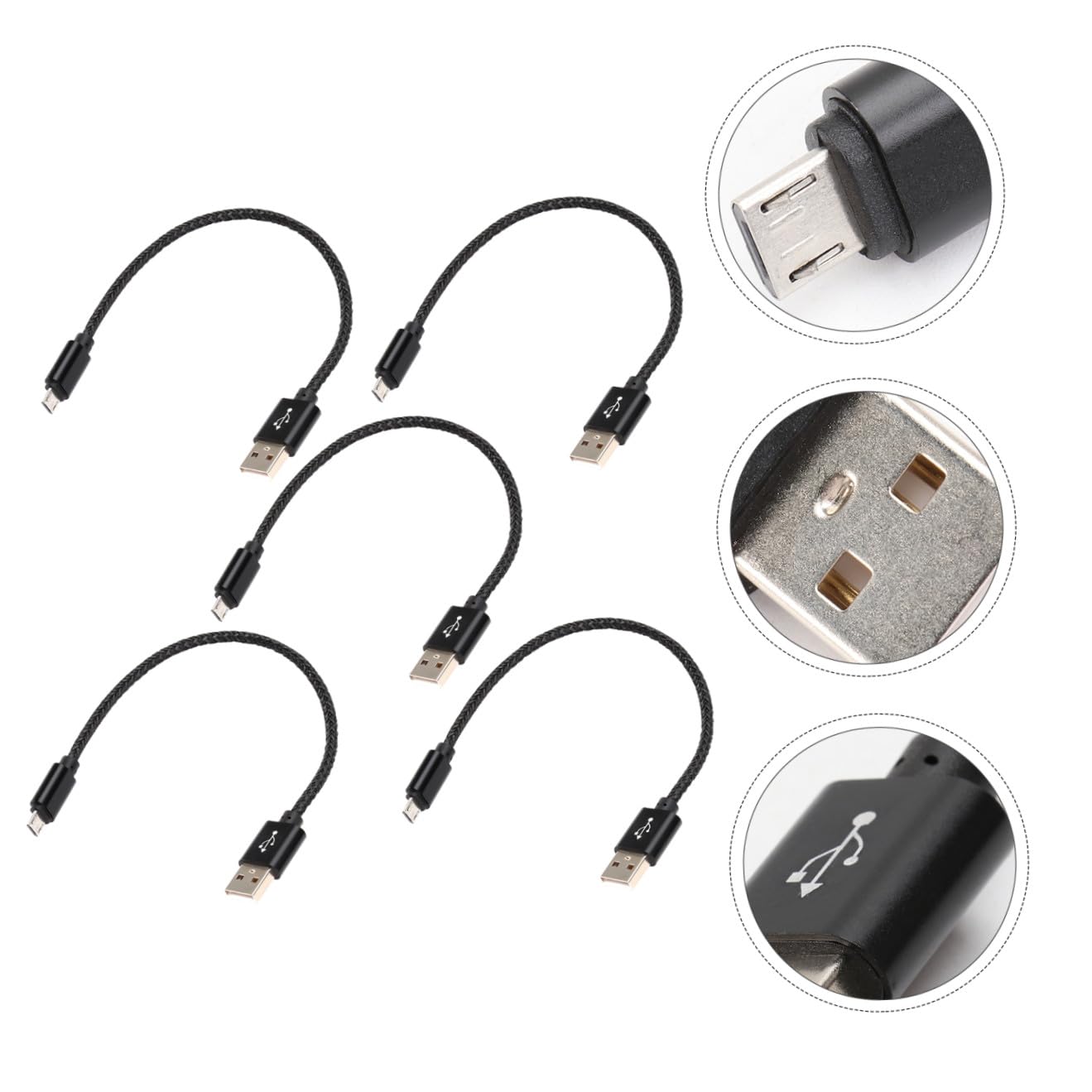 Hemobllo 15pezzi Cavo Usb Nylon Intrecciato Per Sincronizzazione Dati e Carica Rapida Compatibile Con Smartphone e Tablet Nero