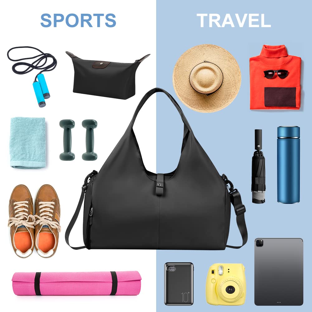 Aucuu Bolsa Deporte Gym, Bolsa de Fitness Deportiva y Yoga con Compartimento para Zapatos Bolsillo Húmedo, Gran Alfombra para Pilates,Bolsillo Laterales Botellas de Agua,Esterilla de Yoga no Incluida — view 7