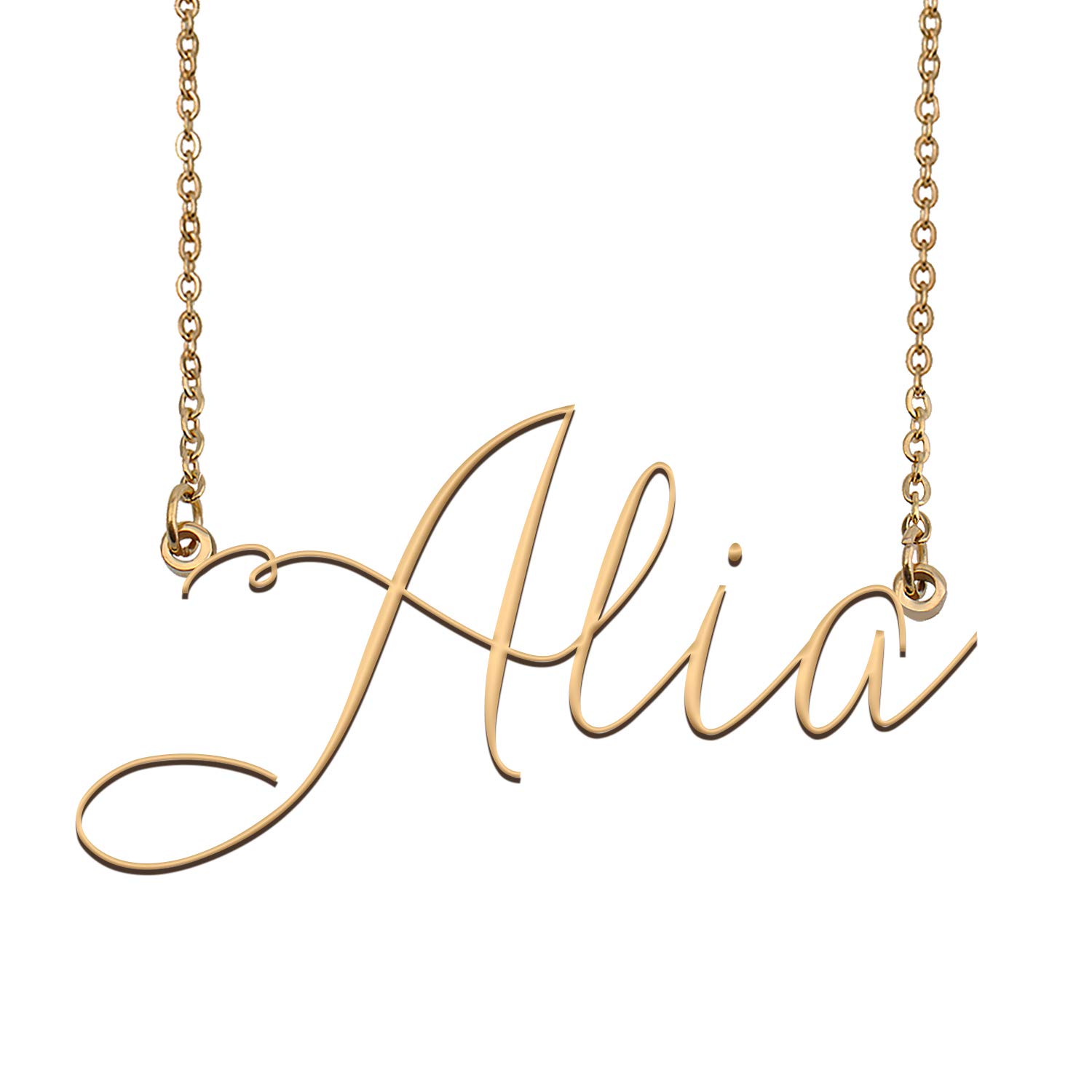 AIJIAO Custom Name Necklace Personalized for Women Gilrs Gift, Any Name 18K Gold Plated Stainless Steel & 925 Sterling Silver