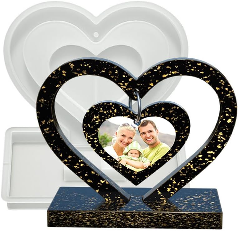 Finyoffiy Love Epoxy Resin Molds, Heart Picture Frames