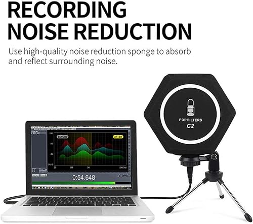 Miniatura 2 de Escudo de bola de aislamiento de micrófono profesional, cancelación de ruido superior con filtro pop y espuma absorbente de sonido de alta densidad,