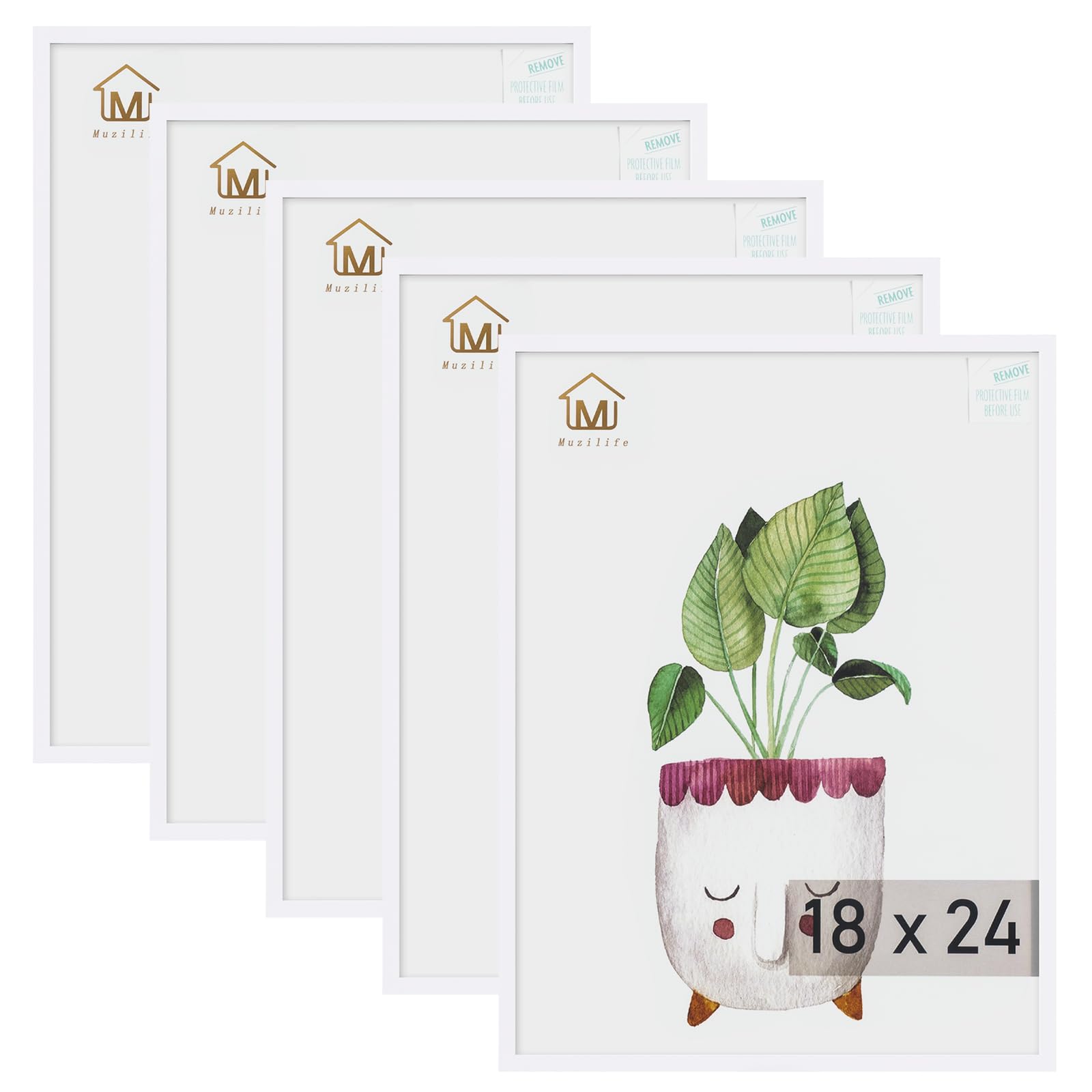 Muzilife 18x24β White Picture Frames for Wall and Tabletop Display, 5 Pack