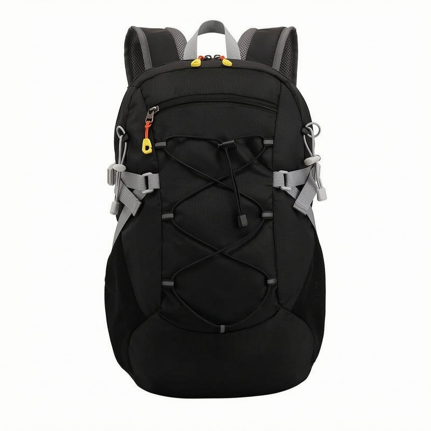 Soft-Shell Foldable Hiking Backpack Compression Straps Foldable Backpack Elastic Cord Lacing Daypack Hydration-Ready for Climbing, Black-picture-12
