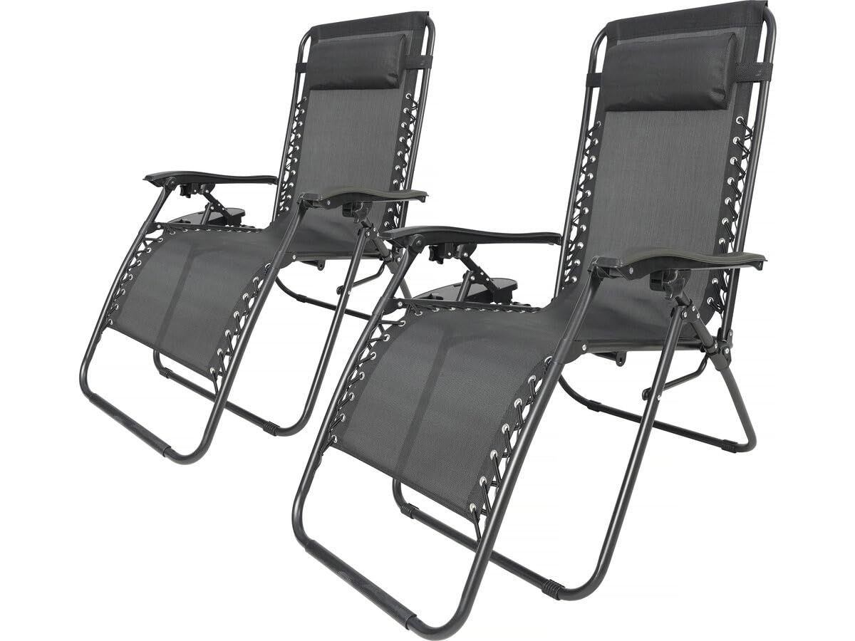 Lot de 2 Fauteuils de Jardin inclinable zéro gravité Sintra - Noir