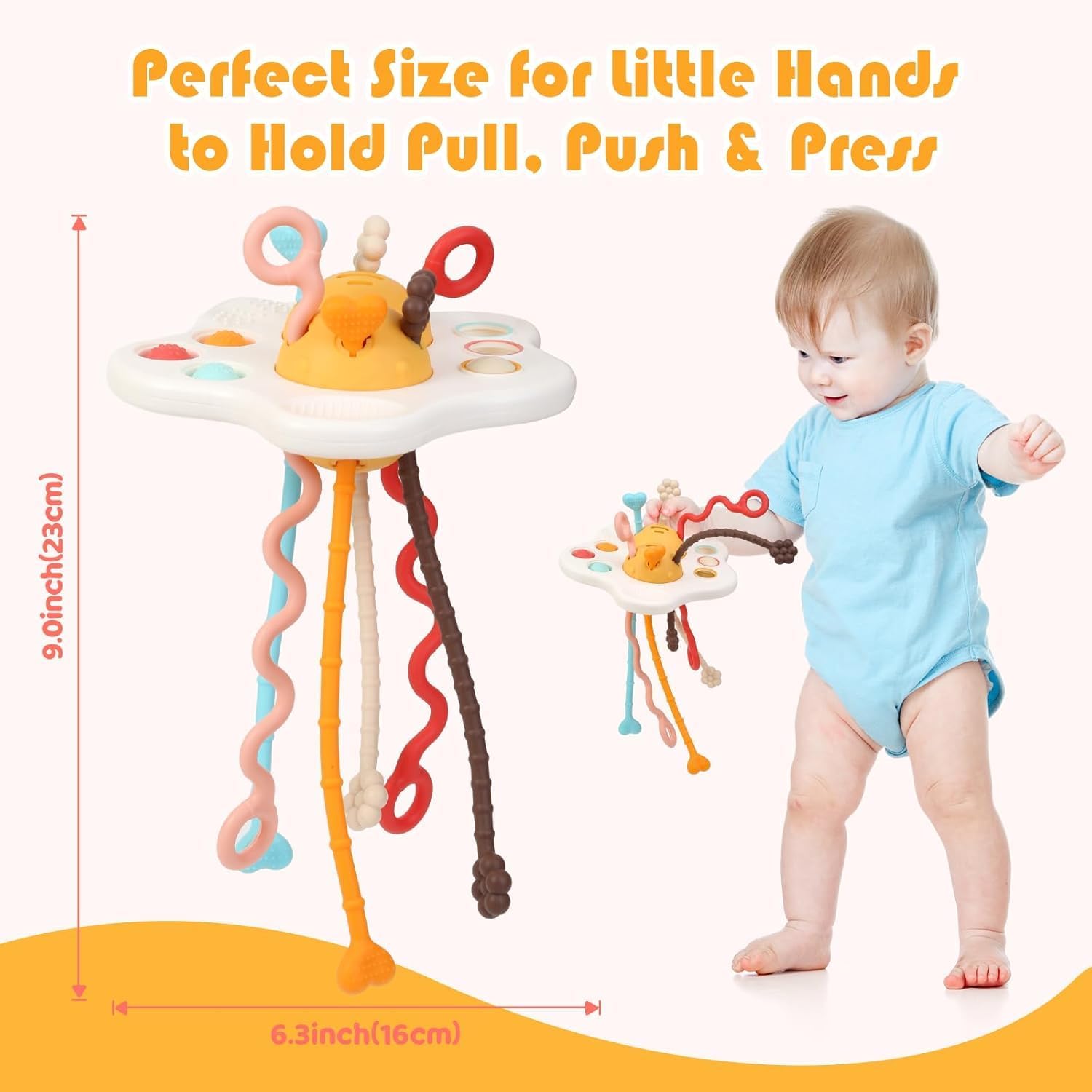 Royals hub Montessori Sensory Teething Pull String Toys for 1+ Year Old Travel Toys for Babies, Food Grade Silicone Baby Fine Motor Skills Toddler Activity - Image 6 thumbnail