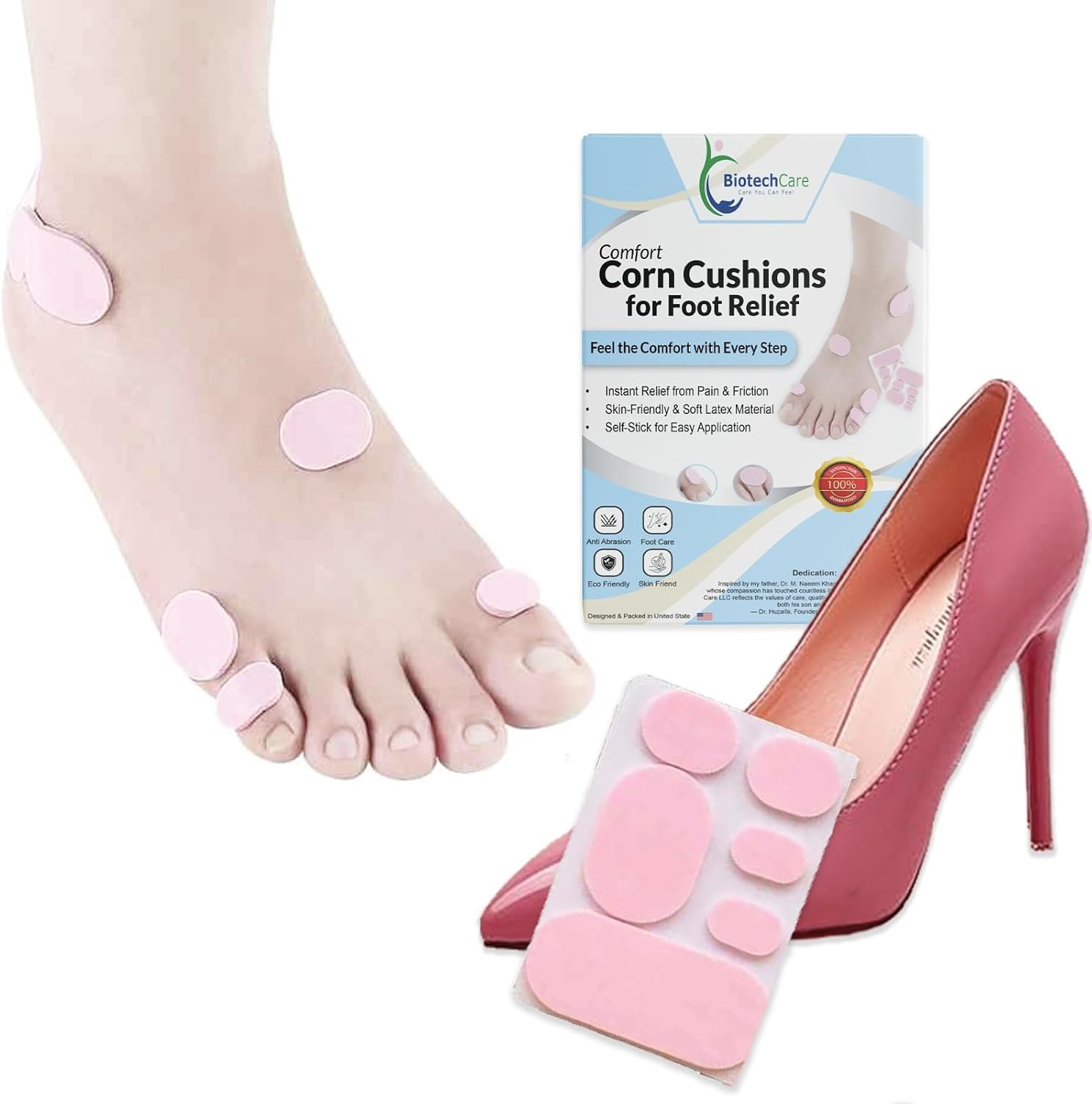 Callus & Corn Cushions for Feet and Toes – Soft Latex Self-Stick Adhesive Foot Pads for Corn and Callus Relief | Multisize Cushion Protectors to Reduce Shoe Pressure & Friction – 6 Count