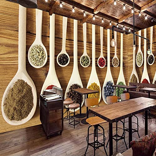 Removable Wall Mural Spoon Self-Adhesive Large Wallpaper Seasoning For Walls Living Room Bedroom Tv Background Kids Girls Rooms Decoration 79X55 Inch #TOP27