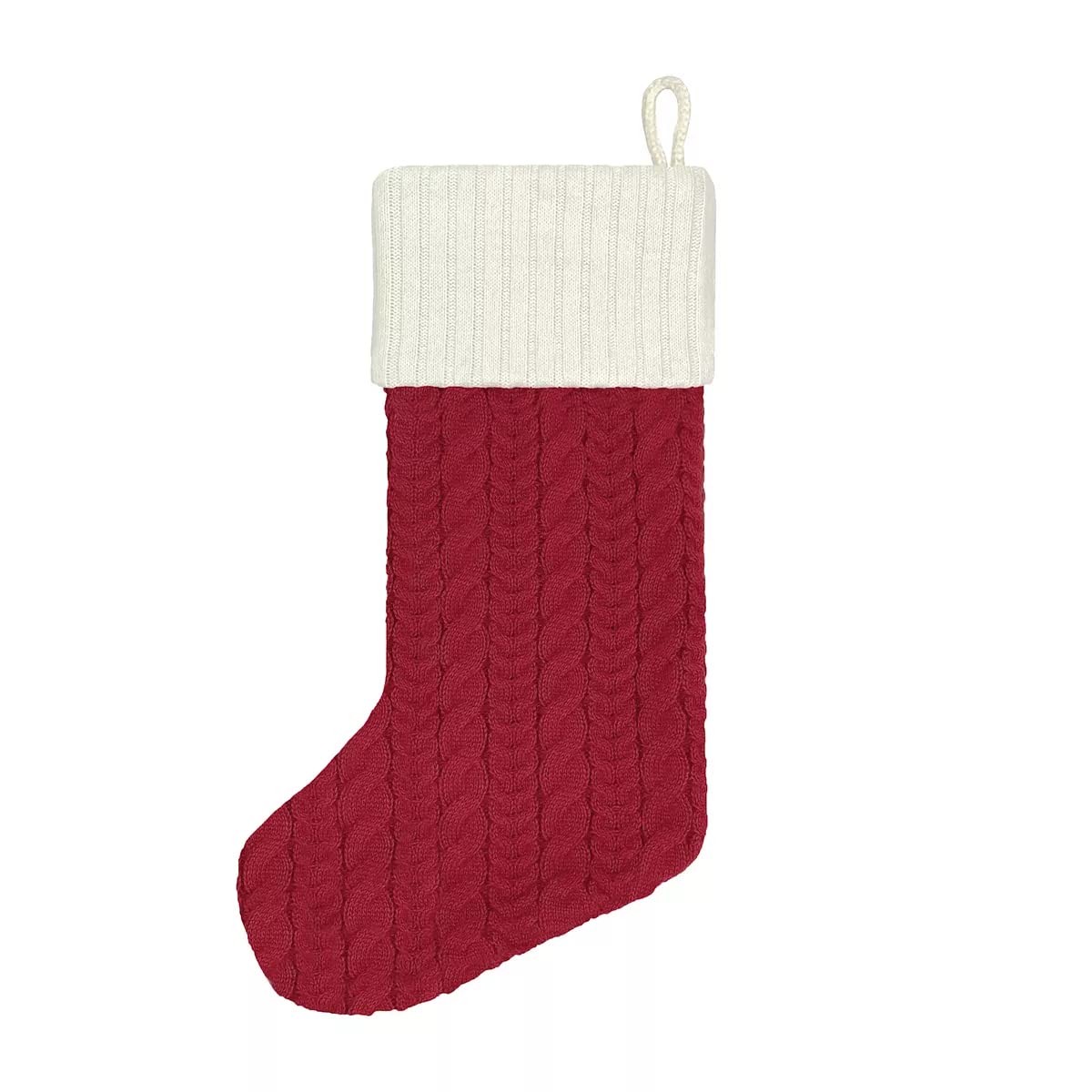 St. Nicholas Square 21 Inch Cable Knit Monogram Christmas Stocking Embroidered with Letter (W)