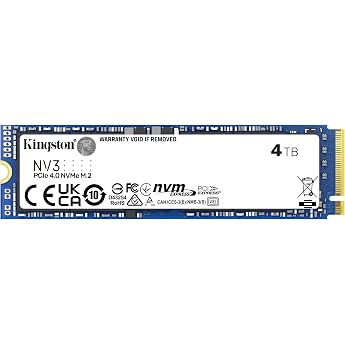 Kingston Technology Kingston SSD NV3 4TB PCIe Gen 4.0 x4 Max 6,000 MB/s M.2 2280 NVMe 5 Year Warranty SNV3S/4000G