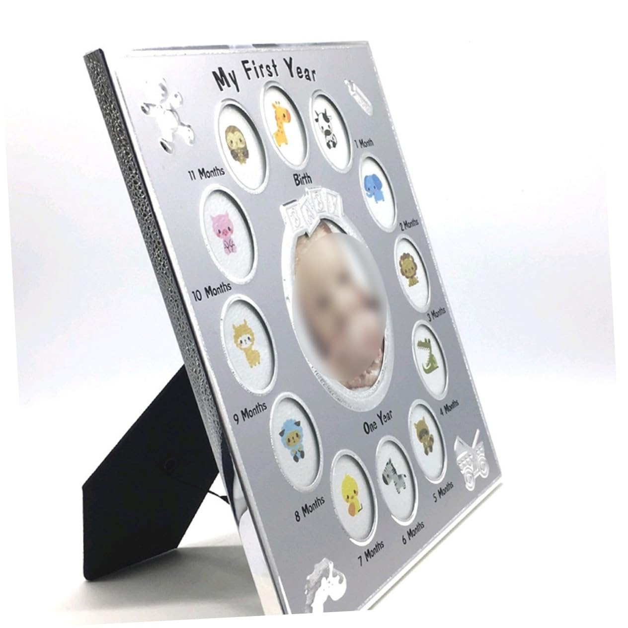 VANZACK Marco de Fotos para Crear Recuerdos en Metal Plata para Niño de 1 Año Soporte Estable en Ambientación Familiar o Estantería