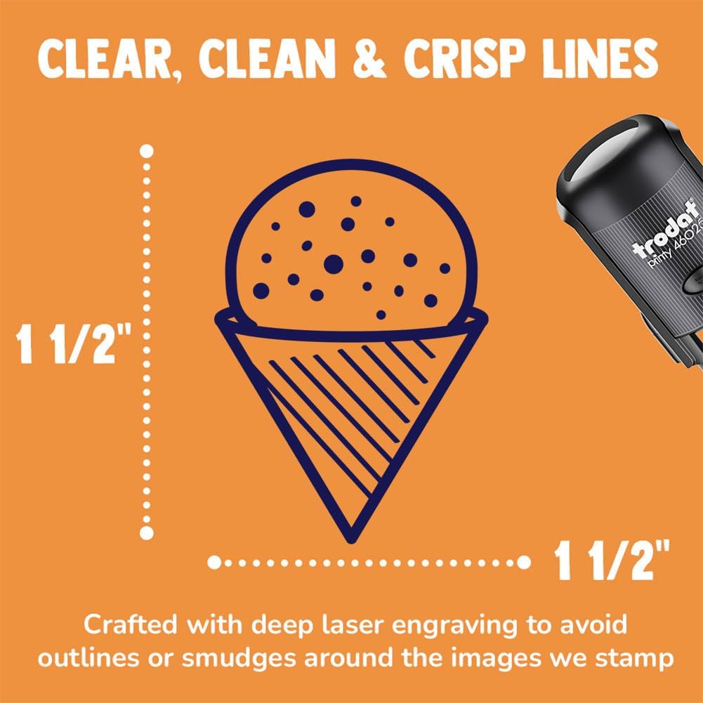 Snow Cone Shaved Ice Self-Inking Rubber Stamp Ink Stamper for Stamping Crafting Planners - 1-1/2 Inch Large - Blue Ink