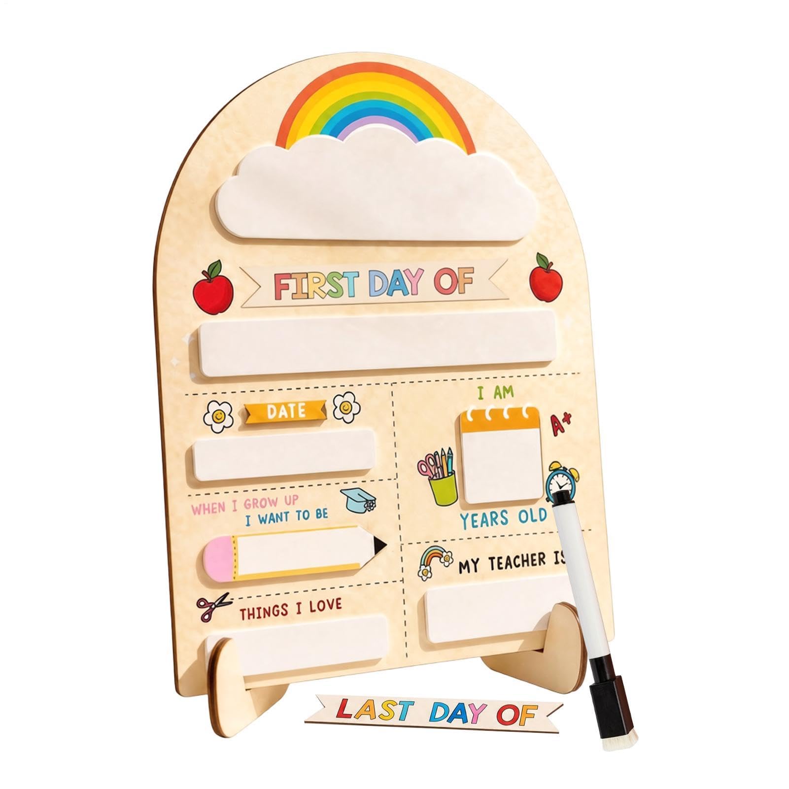 First Day Wooden School Message Board, Reusable Chalkboard Keepsake Prop