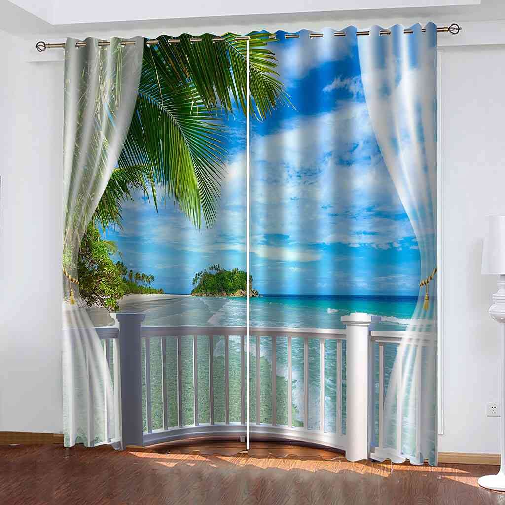 Rideaux salon d'enfants et chambre pour une ambiance apaisante vue sur la mer