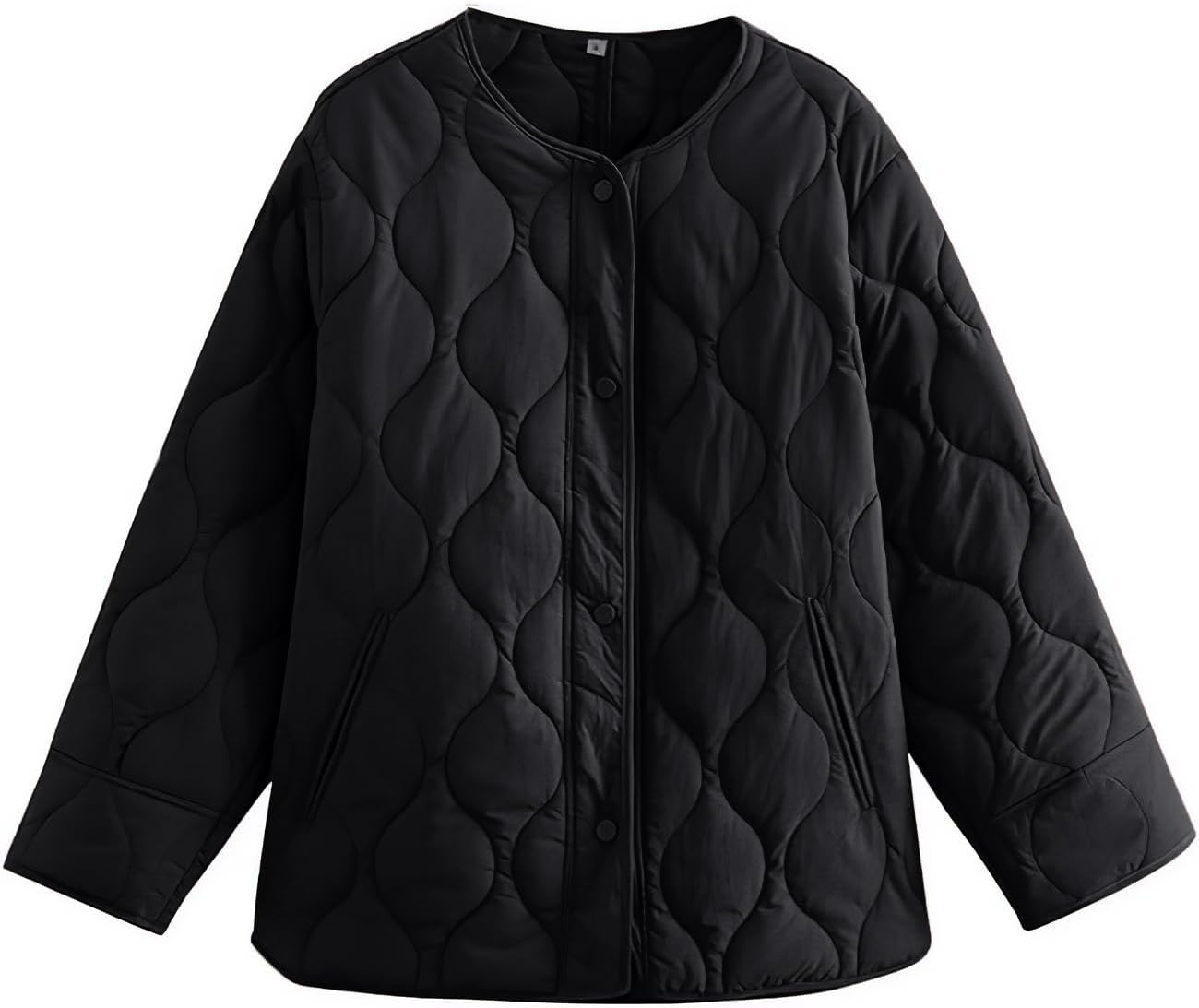 PEHMEA Women's Oversized Lightweight Quilted Jacket Button Down Fall Winter Coats Puffer Padded with Pockets - Image 4