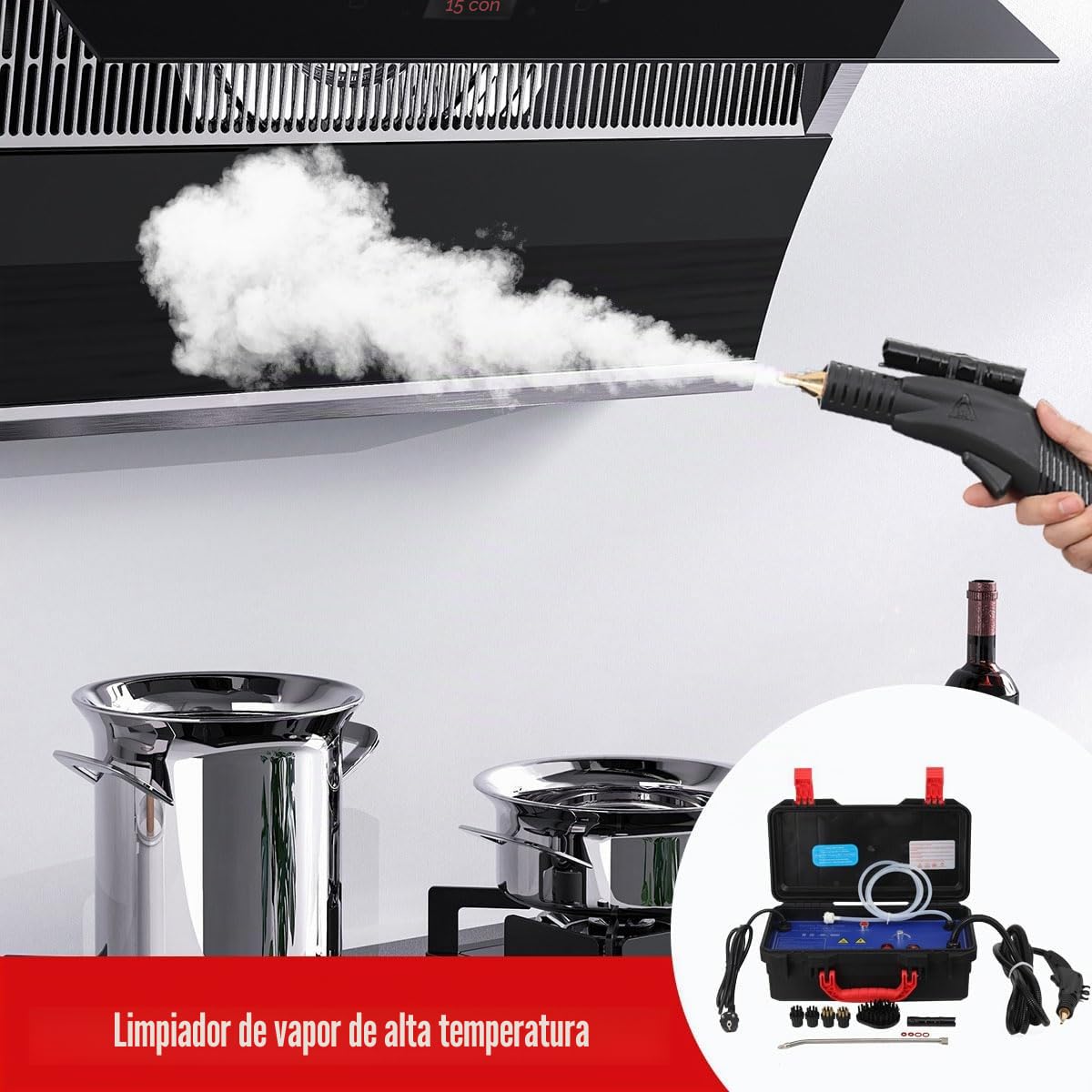 Limpiador de vapor de alta presión, portátil, de alta temperatura, vapor de alta presión, máquina de limpieza para el hogar, 3000 W, 220 V, 100-120 °C, para cocina, baño, suelo, paredes,