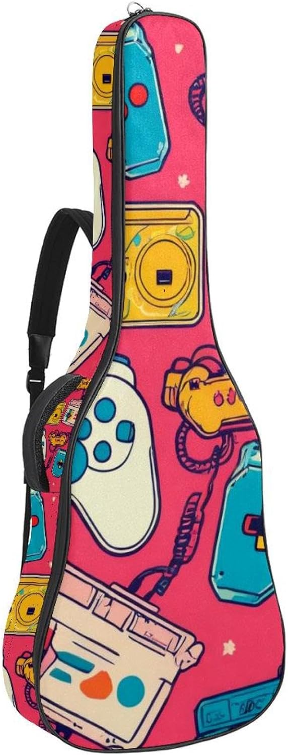 Art Game Controller Guitar Bag 40 41 42 In 2 Pockets Guitar Case Waterproof Guitar Case Resistent Oxford Cloth 0.4 In Extra Thick Sponge Padded for Acoustic Guitar