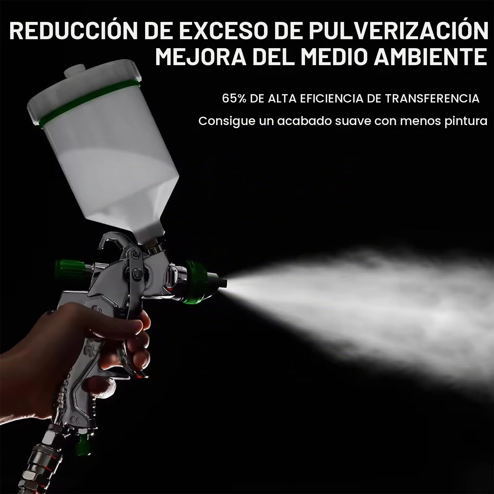 NEWFUN Pistola de Pintura, Juego de Pistolas Pulverizadoras con 4 Boquillas de 1,4/1,7/2,0/2,5 mm, Aptas para Automóviles, Proyectos de Bricolaje, etc. (Color Verde)